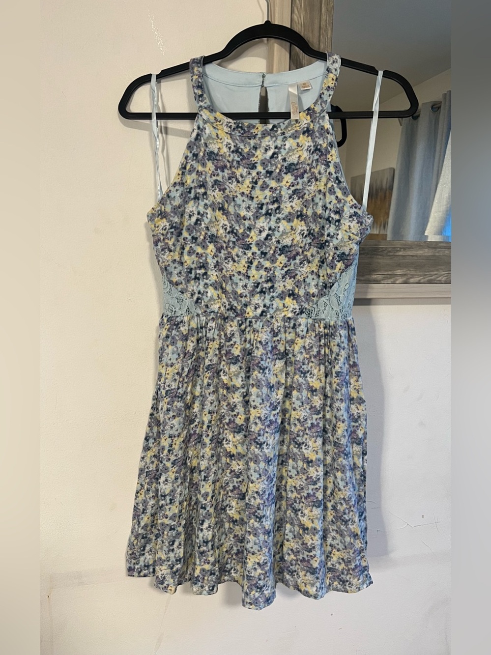 Disney  Cinderella Girls Floral Halter Dress in Light Blue, Yellow and Navy